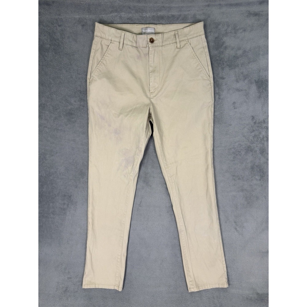 Hickey Freeman Pants 34x32 Tan Khaki Regular Fit‎ Straight Chino Stretch Flaw***